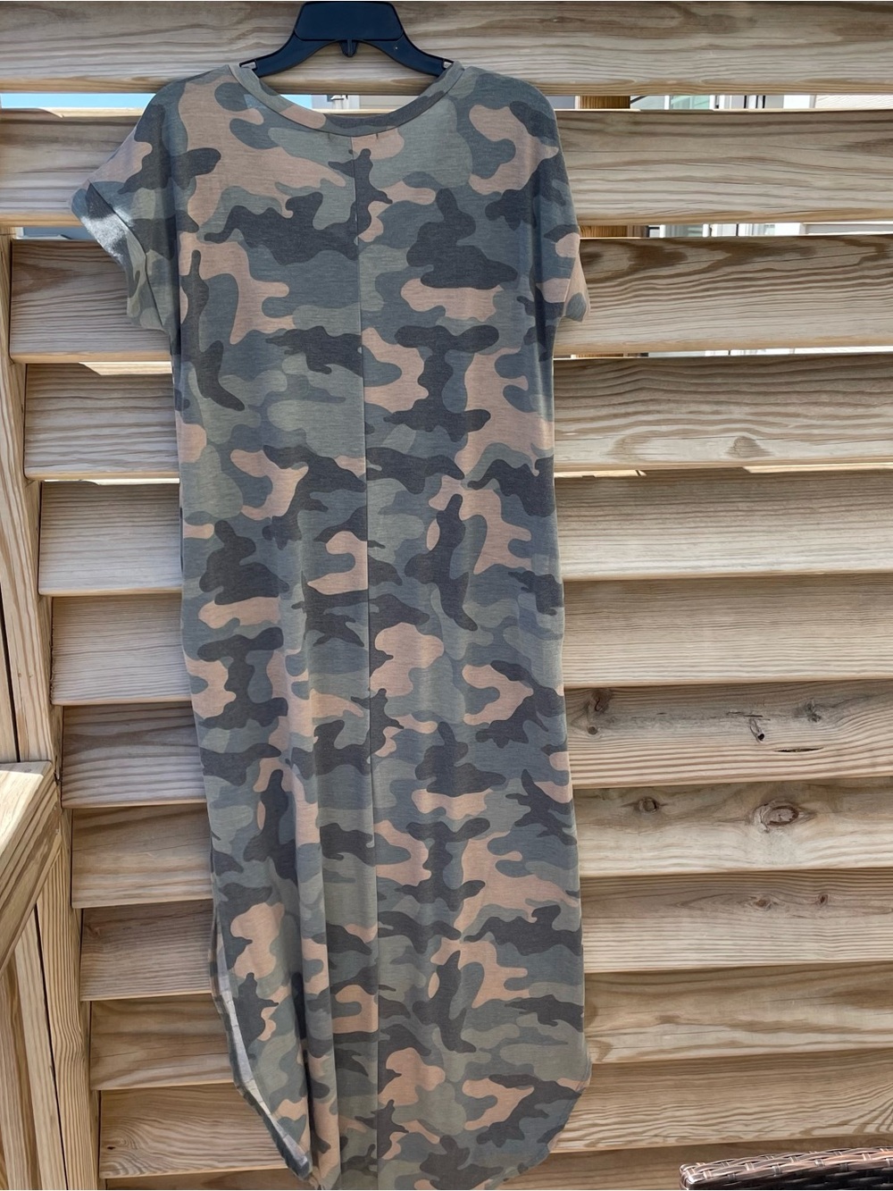 Blushing Rebel Boutique Green Camouflage Jersey Maxi Dress Women Medium NWT - Picture 5 of 11